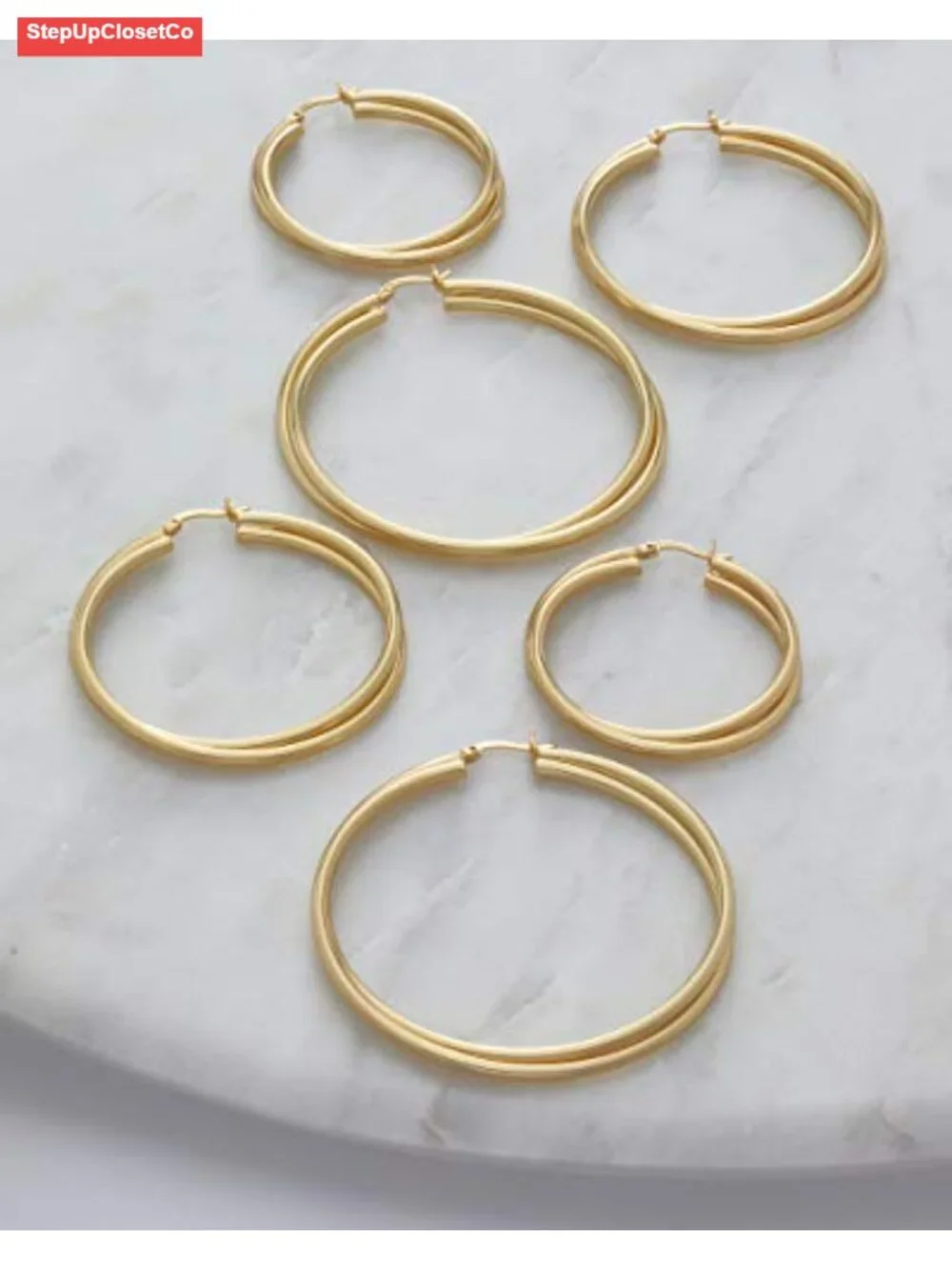 Twisted Hoop Earrings for Women, Hypoallergenic Nickel-Free, 14K Gold Plated,